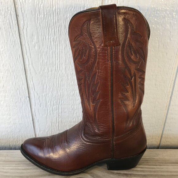 Heritage West Mens Mahogany Brown Leather Western Dress Boots 10 EE 1301 USA - Picture 9 of 13